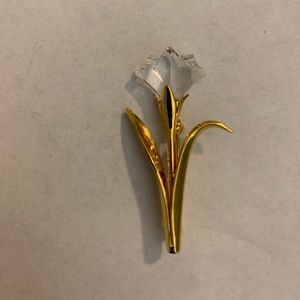 Swarovski crystal rose stamped brooch